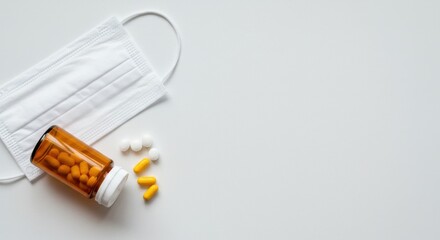 Medical Supplies and Pills on White Background: Health, Prevention, and Wellness