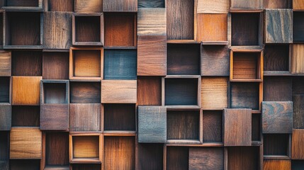 A grid of small wooden squares in various shades of brown.