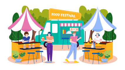 Vibrant outdoor food festival scene; ideal for event promotions, multicultural celebrations, culinary blogs, travel websites, street food articles.
