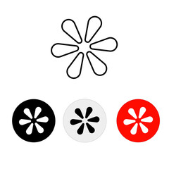 patterned round vector icons, line icons, colored icons using round buttons with red black and white colors