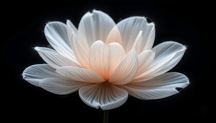 Delicate Petals of a Luminous Flower Emerge from Darkness