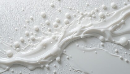 White liquid splash with bubbles and waves creating organic motion