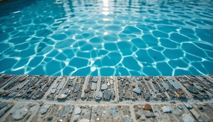 Clear Blue Water Ripples on a Sunny Day Poolside