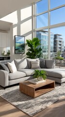 Modern living room with city view (1)