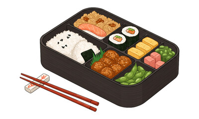 Japanese bento with chopsticks