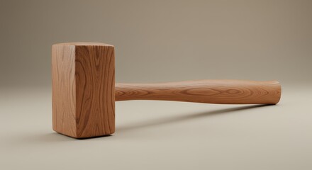 Wooden mallet isolated on light background
