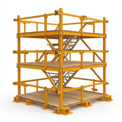 Yellow Metal Scaffolding Structure 3D Rendering