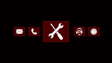 Technical support and customer service concept. gear Business professional holding tablet with icons representing customer support, troubleshooting, 24/7 service ,communication.