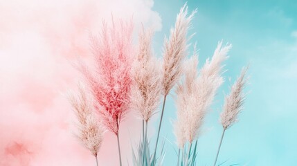 Pastel Pampas Grass Against a Dreamy Sky