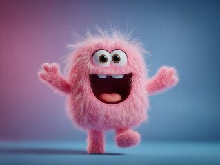 Pink fluffy cartoon creature