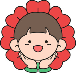 꽃받침 포즈를 한 귀여운 소년 벡터 이미지
Vector image of a cute boy in a flower cup pose