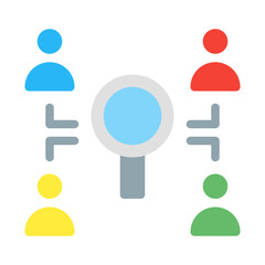 customer research network. This is a vector single icon with a flat style. Suitable for any purpose, such as website design, mobile app design, logo design, pattern design, etc.