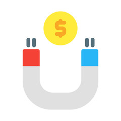 money attraction. This is a vector single icon with a flat style. Suitable for any purpose, such as website design, mobile app design, logo design, pattern design, etc.