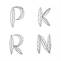 Fototapeta premium Sketch font with nature themed style