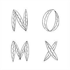 Fototapeta premium Sketch font with nature themed style