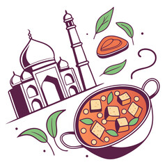 Paneer Butter Masala vector silhouette illustration isolated on white background