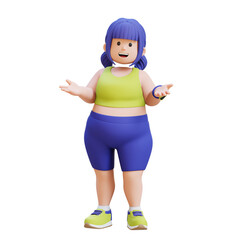 3D plus size overweight fat woman talking pose