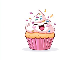 Smiling cupcake with sprinkles