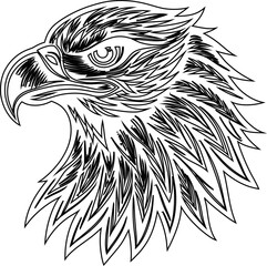 eagle side view in vintage doodle hand style hand made . Rustic vector icon for heritage logos, Americana design, or outdoor branding.