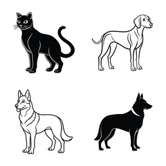 cat shefered, hound, silhouette, vector