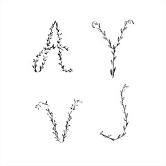 Sketch font with nature themed style