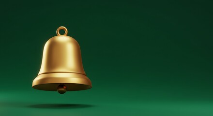 Golden bell on green background