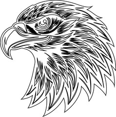 bald eagle vector in hand-carved linocut style. Classic logo design for rustic brands and vintage aesthetics.
