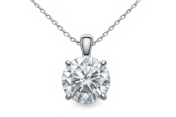 Oval diamond pendant hanging from silver chain, isolated on transparent background, perfect for jewelry and luxury designs
