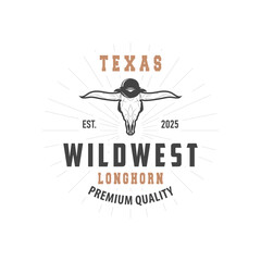 vintage retro design concept with longhorn logo illustration horn symbol from old ranch concept template in west texas