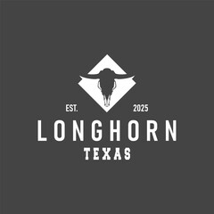 vintage retro design concept with longhorn logo illustration horn symbol from old ranch concept template in west texas