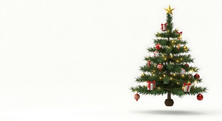 Decorated christmas tree with presents and ornaments