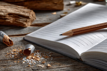 Creative burnout reflected in a notepad and pencil setup