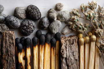 Fresh and burnt matches displaying contrasts of burnout