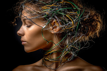 Tangled wires reflect mental chaos and emotional turmoil