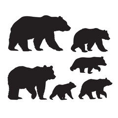 Fototapeta premium bear family silhouette set, Black & White silhouette set