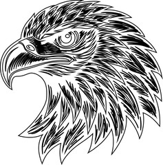 eagle side view doodle  illustration. Perfect for classic wildlife branding, patriotic art, and vintage logos.