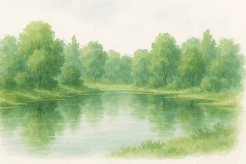 Fototapeta premium watercolor illustration of nature scenery