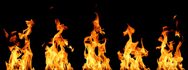 set abstract flame isolated black background. concept of effect texture ablaze, graphic design...