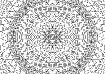 Line Mandala Art Coloring Page Black And White Vector