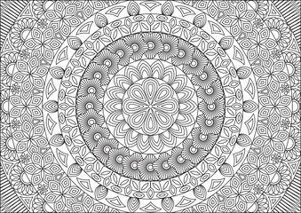 Black And White Mandala Line Art Adult Coloring Page