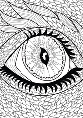 Obraz premium Dragon Eye Coloring Page For Adult Line Art Vector