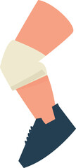 Flat Vector Illustration of a Leg with Knee Support and Shoe