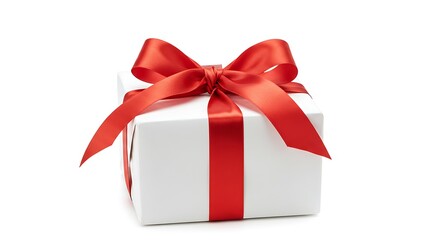 Gift box with red ribbon and bow
