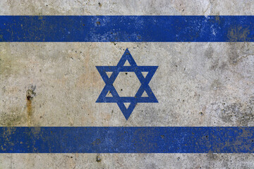 Israel Flag Painted on Grungy Concrete Wall