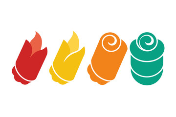 set of Egg Roll vector silhouette illustration isolated on white background