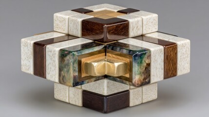 Obraz premium Intricate Wooden Puzzle: A Masterpiece of Craftsmanship