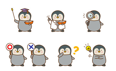 学習シーンのペンギン キャラクターセット