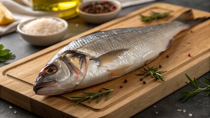 Freshly Caught Fish on a Wooden Cutting Board