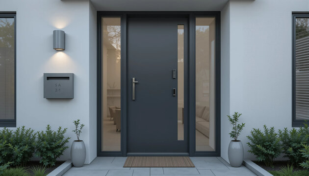 Une porte de maison moderne,open door to the sea top view.