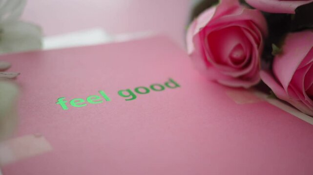 Create a feel good moment with roses and a greeting card